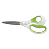 Westcott CarboTitanium Bonded Scissors  8  Long  3 25  Cut Length  White Green Straight Handle (ACM16447)