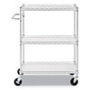 Alera 3-Shelf Wire Cart with Liners  34 5w x 18d x 40h  Silver  600-lb Capacity (ALESW333018SR)