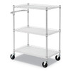 Alera 3-Shelf Wire Cart with Liners  34 5w x 18d x 40h  Silver  600-lb Capacity (ALESW333018SR)