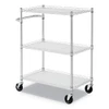 Alera 3-Shelf Wire Cart with Liners  34 5w x 18d x 40h  Silver  600-lb Capacity (ALESW333018SR)