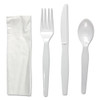 Boardwalk Four-Piece Cutlery Kit  Fork Knife Napkin Teaspoon  Heavyweight  White  250 Carton (BWKFKTNHWPSWH)