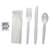 Boardwalk Six-Piece Cutlery Kit  Condiment Fork Knife Napkin Spoon  Heavyweight  White  250 Carton (BWKFKTNSHWPSWH)