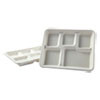 Boardwalk Bagasse Molded Fiber Dinnerware  5-Compartment Tray  8 x 12  White  500 Carton (BWKTRAYWF128)