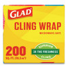 Glad ClingWrap Plastic Wrap  200 Square Foot Roll  Clear (CLO00020)