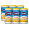 Clorox Disinfecting Wipes  7 x 7 3 4  Crisp Lemon  75 Canister  6 Canisters Carton (CLO01628)