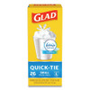 Glad OdorShield Quick-Tie Small Trash Bags  4 gal  0 5 mil  8  x 18   White  156 Carton (CLO78812)