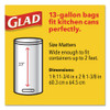 Glad OdorShield Tall Kitchen Drawstring Bags  13 gal  0 95 mil  24  x 27 38   White  240 Carton (CLO78902)