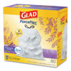 Glad OdorShield Tall Kitchen Drawstring Bags  13 gal  0 95 mil  24  x 27 38   White  80 Box (CLO78902BX)