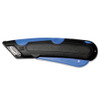 COSCO Easycut Cutter Knife w Self-Retracting Safety-Tipped Blade  Black Blue (COS091508)