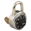 Master Lock Combination Stainless Steel Padlock w Key Cylinder  1 7 8  Wide  Black Silver (MLK1525)