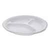 Pactiv Unlaminated Foam Dinnerware  3-Compartment Plate  9  Diameter  White  500 Carton (PCT0TH10011)