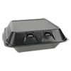 Pactiv SmartLock Foam Hinged Containers  Medium  8 x 8 5 x 3  1-Compartment  Black  150 Carton (PCTYHLB08010000)