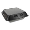 Pactiv SmartLock Foam Hinged Containers  Large  9 x 9 13 x 3 25  1-Compartment  Black  150 Carton (PCTYHLB09010000)