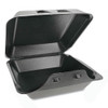 Pactiv SmartLock Foam Hinged Containers  Large  9 x 9 13 x 3 25  1-Compartment  Black  150 Carton (PCTYHLB09010000)