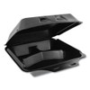 Pactiv SmartLock Foam Hinged Containers  Large  9 x 9 5 x 3 25  3-Compartment  Black  150 Carton (PCTYHLB09030000)