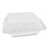 Pactiv SmartLock Foam Hinged Containers  Medium  8 x 8 5 x 3  3-Compartment  White  150 Carton (PCTYHLW08030000)