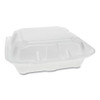 Pactiv Foam Hinged Lid Containers  Dual Tab Lock  8 42 x 8 15 x 3  3-Compartment  White  150 Carton (PCTYTD188030000)