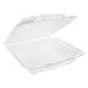 Pactiv Foam Hinged Lid Containers  Dual Tab Lock Economy  9 13 x 9 x 3 25  1-Compartment  White  150 Carton (PCTYTD19901ECON)