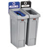 Rubbermaid Commercial Slim Jim Recycling Station Kit  46 gal  2-Stream Landfill Mixed Recycling (RCP2007914)