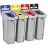 Rubbermaid Commercial Slim Jim Recycling Station Kit  92 gal  4-Stream Landfill Paper Plastic Cans (RCP2007919)