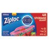 Ziploc Double Zipper Storage Bags  1 qt  1 75 mil  9 63  x 8 5   Clear  48 Box (SJN314469BX)