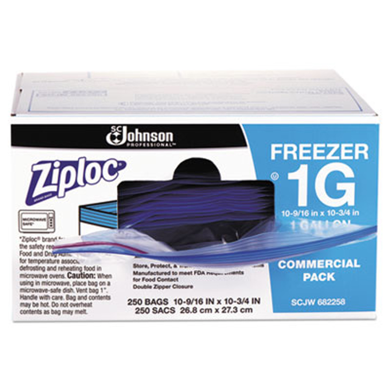 Ziploc Double Zipper Freezer Storage Bags, 2 Gallon, 100 Bags/Carton  (682254)