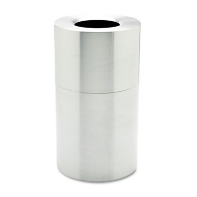 Rubbermaid Commercial 2-Piece Open Top Indoor Receptacle  Round  with Liner  35 gal  Satin Aluminum (RCP AOT35SA)