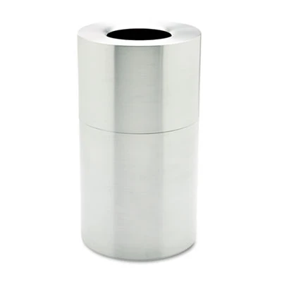 Rubbermaid Commercial 2-Piece Open Top Indoor Receptacle  Round  with Liner  35 gal  Satin Aluminum (RCP AOT35SA)