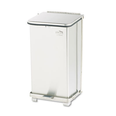 Rubbermaid Commercial Defenders Biohazard Step Can  Square  Steel  12 gal  Stainless Steel (RCP ST12SSPL)
