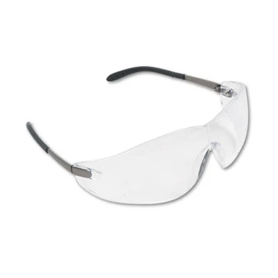 MCR Safety Blackjack Wraparound Safety Glasses  Chrome Plastic Frame  Clear Lens (CWS S2110)