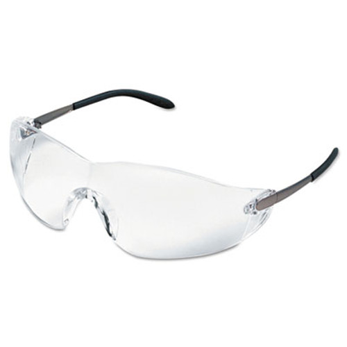 MCR Safety Blackjack Wraparound Safety Glasses  Chrome Plastic Frame  Clear Lens (CWS S2110)