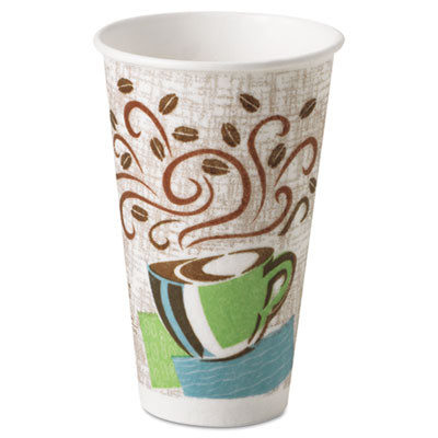 Dixie PerfecTouch Paper Hot Cups  16 oz  Coffee Dreams Design  50 Pack  20 Packs Carton (DIX 5356CD)