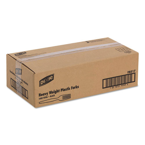 Dixie Plastic Cutlery  Heavyweight Forks  Black  1 000 Carton (DIX FH517)