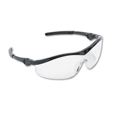 MCR Safety Storm Wraparound Safety Glasses  Black Nylon Frame  Clear Lens  12 Box (CWS ST110)