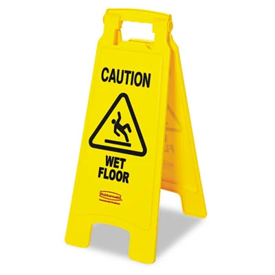 Rubbermaid Commercial Caution Wet Floor Floor Sign  Plastic  11 x 12 x 25  Bright Yellow (RCP 6112-77 YEL)