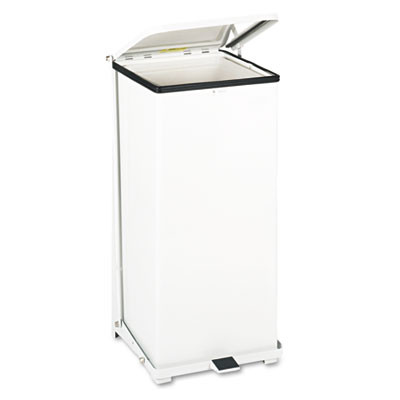 Rubbermaid Commercial Defenders Biohazard Step Can  Square  Steel  24 gal  White (RCP ST24EPLWH)