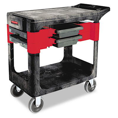 Rubbermaid Commercial Trades Cart  Two-Shelf  19 25w x 38d x 33 38h  Black (RCP 6180 BLA)