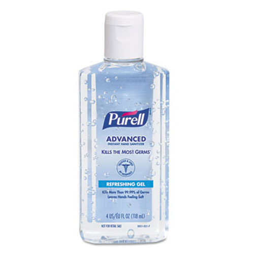 PURELL Advanced Hand Sanitizer Refreshing Gel  Clean Scent  4 oz Flip-Cap Bottle  24 Carton (GOJ 9651)