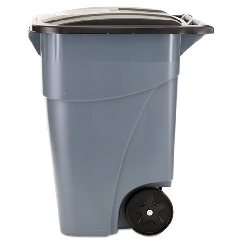 Rubbermaid Commercial Brute Rollout Container  Square  Plastic  50 gal  Gray (RCP 9W27 GRA)