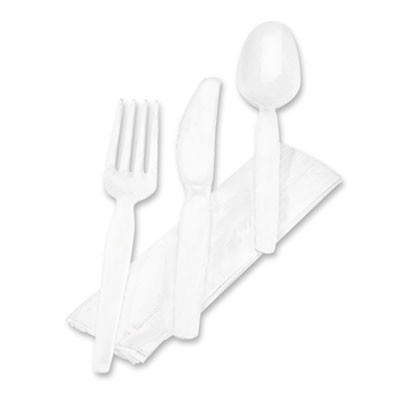 Dixie Wrapped Tableware Napkin Packets  Fork Knife Spoon Napkin  White  250 Carton (DIX CM26NC7)