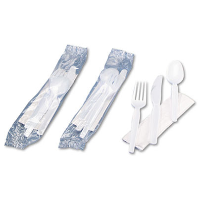 Dixie Wrapped Tableware Napkin Packets  Fork Knife Spoon Napkin  White  250 Carton (DIX CM26NC7)