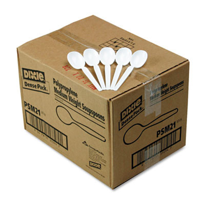 Dixie Plastic Cutlery  Mediumweight Soup Spoons  White  1 000 Carton (DIX PSM21)