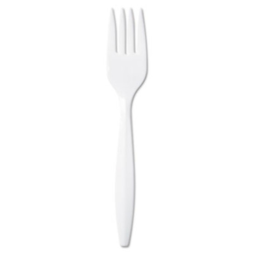 Dixie Plastic Cutlery  Mediumweight Forks  White  1 000 Carton (DIX PFM21)