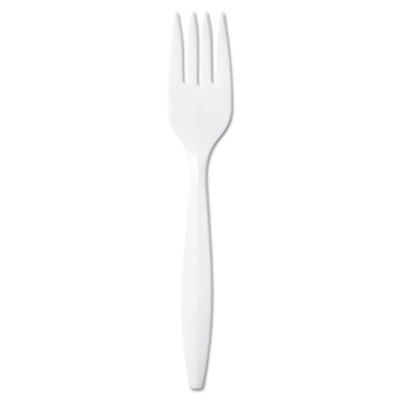 Dixie Plastic Cutlery  Mediumweight Forks  White  1 000 Carton (DIX PFM21)