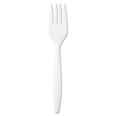 Dixie Plastic Cutlery  Mediumweight Forks  White  1 000 Carton (DIX PFM21)