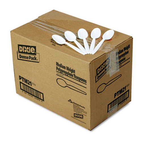 Dixie Plastic Cutlery  Mediumweight Teaspoons  White  1 000 Carton (DIX PTM21)