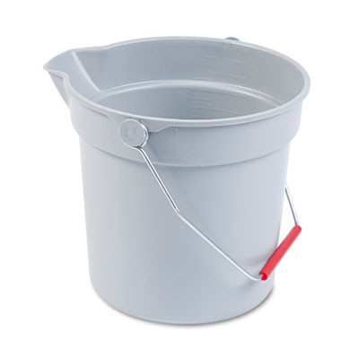 Rubbermaid Commercial 10 Quart Plastic Utility Pail  10 1 2 Diameter x 10 1 4h  Gray Plastic (RCP 2963 GRA)