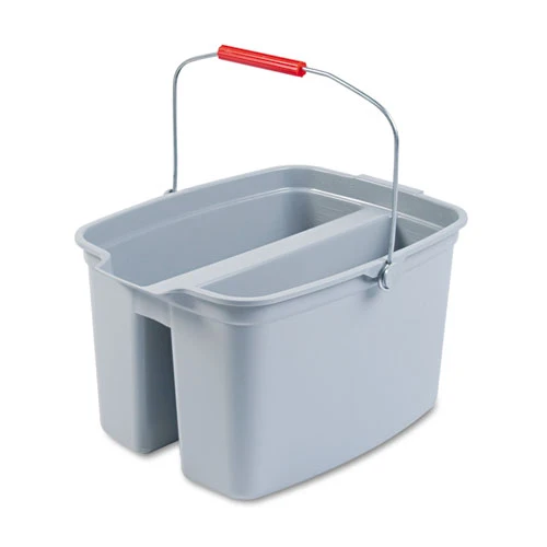 Rubbermaid Commercial 19 Quart Double Utility Pail  18 x 14 1 2 x 10  Gray Plastic (RCP 2628-88 GRA)