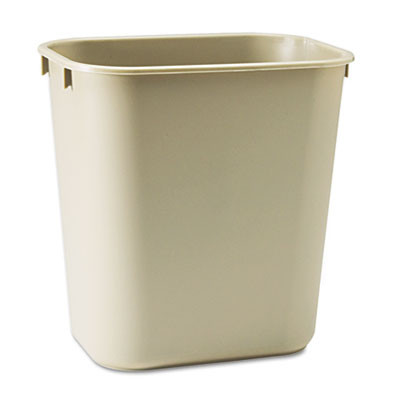 Rubbermaid Commercial Deskside Plastic Wastebasket  Rectangular  3 5 gal  Beige (RCP 2955 BEI)