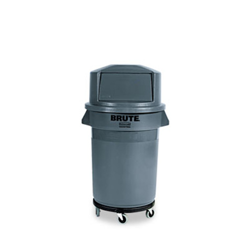 Rubbermaid Commercial Brute Round Twist On Off Dolly  250 lb Capacity  18  dia x 6 63 h  Fits 20-55 Gallon BRUTE Containers  Black (RCP 2640 BLA)